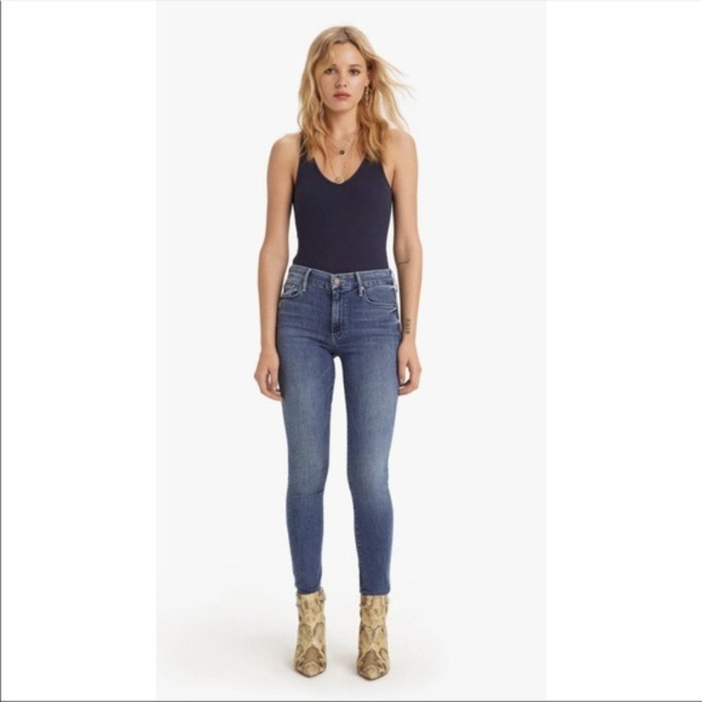 MOTHER Denim High Waisted Looker Blue High Rise Skinny Jeans Zipper Fly Size 29